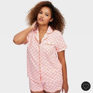 Short-Sleeve Pink Printed Pajama Set with Shorts